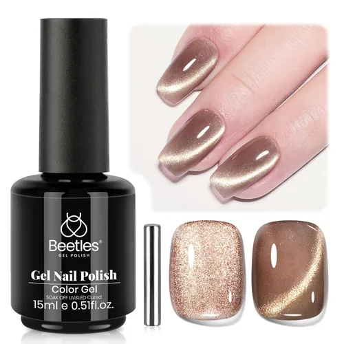 Miniatura 45 de Beetles - Esmalte de uñas de gel ultravioleta semipermanente sin HEMA de alto brillo para manicura francesa y arte de uñas, frasco a juego, blanco