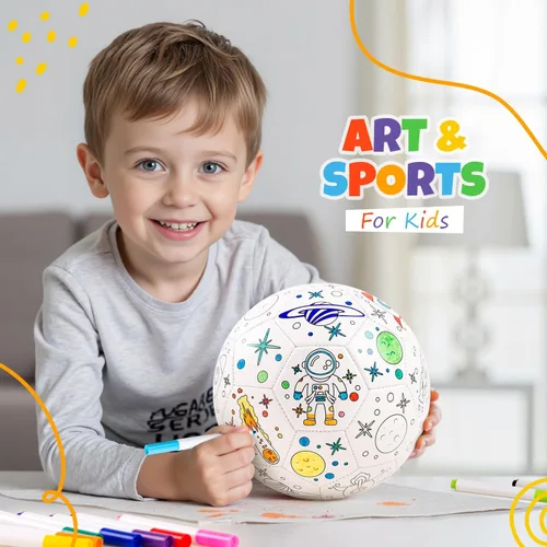 Miniatura 2 de Pinta tu propio balón de fútbol con marcadores, kits de manualidades para niños pequeños, regalos de fútbol para niños y niñas, tamaño 3, juguetes