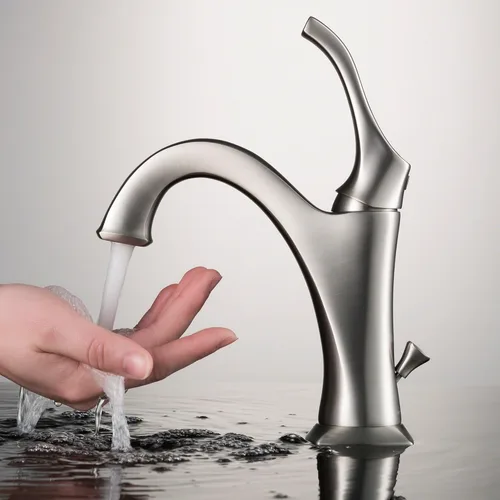 Miniatura 3 de KRAUS KBF-1201SFS Arlo Grifo de lavabo de una sola manija para baño con drenaje de varilla de elevación y placa de cubierta, acero inoxidable Acero