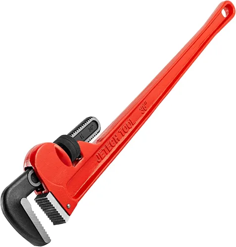 Jetech Llave de tubo recta resistente de 36 pulgadas, llave de plomero de aluminio ajustable con mandíbula de gancho flotante, mango rojo resistente