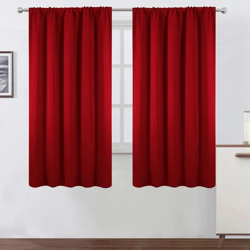 Miniatura 131 de LEMOMO Cortinas opacas negras para cocina, 42 x 45 pulgadas, juego de 2 paneles de cortinas opacas con bolsillo para cortinero para ventana pequeña