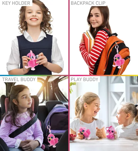 Miniatura 3 de DolliBu Big Eye - Llavero de peluche de flamenco rosa, llavero de flamenco de peluche, llavero de animal esponjoso para mochila o bolso, llavero
