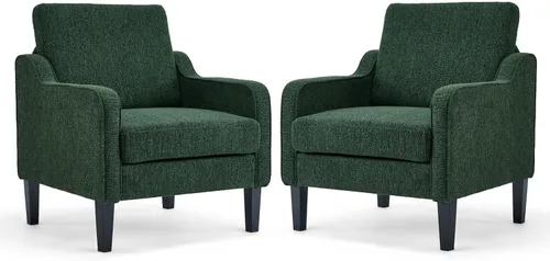Miniatura 12 de VINGLI Juego de 2 Sillas de Acento Modernas, Sillas Beige para Sala de Estar, Sillón Cómodo para Dormitorio, Silla de Sofá Tapizada, Silla