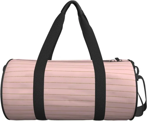 Miniatura 7 de Large Duffle Bag for Travel - Retro gold pink pinstripe print A Gym Bag for Women Men, Travel Foldable Bags for Women Men with Zippered Multiple