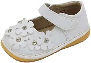 Little Maes Boutique Mary Jane - Zapatos chirriantes para niñas pequeñas ideales para caminar con chirriador extraíble y correa ajustable zapatos de