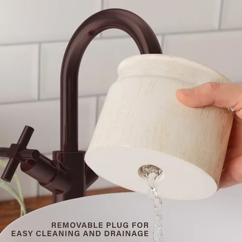 Miniatura 5 de Creative Scents Juego de accesorios de baño rústico de lujo completo - Set de 4 piezas de dispensador de jabón beige para baño incluye: dispensador