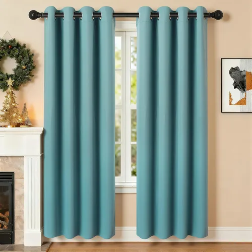 Miniatura 102 de Cortinas de oscurecimiento de habitación de 45 pulgadas de largo para dormitorio y sala de estar, cortinas térmicas aislantes con ojales