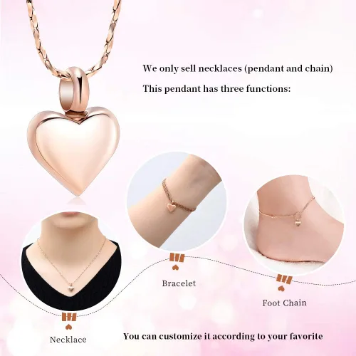 Miniatura 6 de Imrsanl Collar de urna de cremación de corazón pequeño para cenizas de acero inoxidable colgante de ceniza conmemorativa de joyería de recuerdo