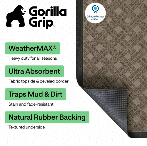 Miniatura 2 de Gorilla Grip WeatherMax - Tapete de pasillo para todas las estaciones, impermeable, 72x24 pulgadas, de goma natural, resistente a manchas, perfil