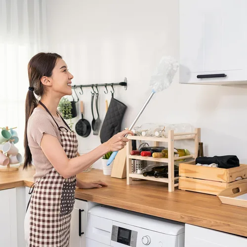 Miniatura 6 de Vesici 50 piezas de repuesto de plumero compatibles con Swiffer Dusters, repuesto desechable a granel grueso con 1 mango resistente para limpieza
