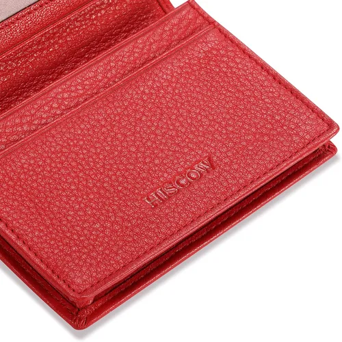 Miniatura 5 de Funda de piel para tarjetas de visita para hombres y mujeres, piel de becerro italiana Rojo guijarro