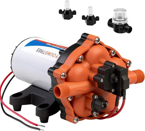 Miniatura 11 de YOUNGTREE Bomba de diafragma de agua de 12 V CC, 3.5 GPM, 45 PSI, bomba de presión de agua dulce autocebante de 12 voltios con interruptor