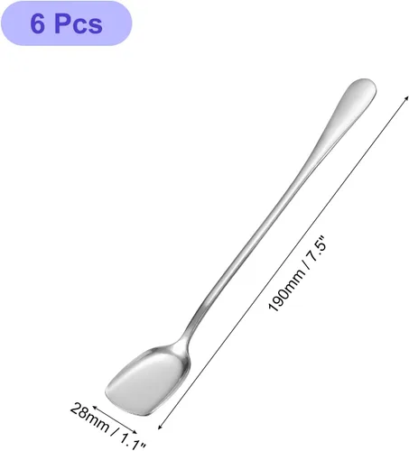 Miniatura 2 de uxcell Juego de 6 cucharas de helado de acero inoxidable, cucharas de yogur de 7.5 pulgadas, cucharas de postre, cucharas de pastel para el hogar