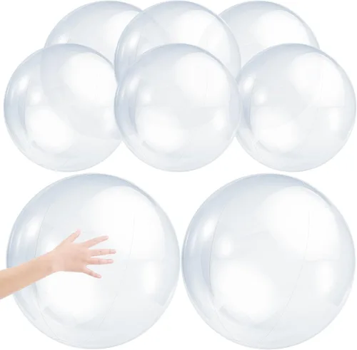 Zhanmai 8 bolas inflables transparentes de playa de 16 pulgadas y 24 pulgadas para piscina, globos flotantes bajo el mar, decoraciones de fiesta de