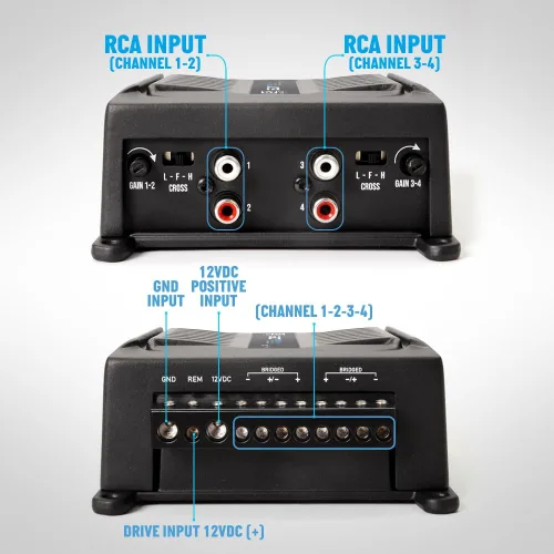 Miniatura 8 de Banda Audiopart BD-800.4 Amplificador de 4 canales de audio para automóvil – 800 W RMS 2 ohmios de rango completo amplificador de 4 canales a 12.6 V