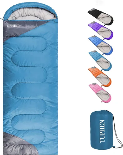 Miniatura 15 de tuphen - Sacos de dormir para adultos, niños, niñas, mochileros, senderismo, camping, forro de microfibra, clima frío y cálido, 4 estaciones, uso