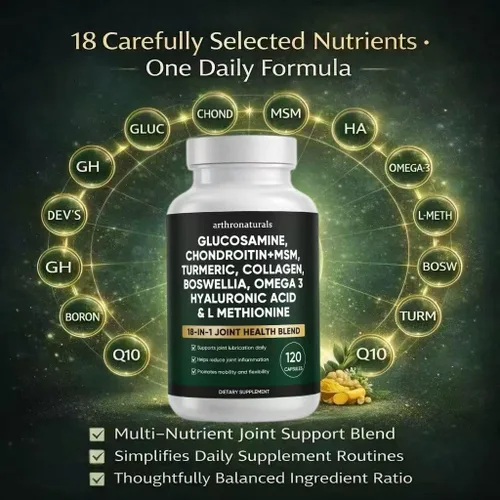 Miniatura 2 de Arthronaturals 18 en 1, Suplemento para articulaciones con glucosamina, condroitina, MSM, ácido hialurónico, omega-3 y más, para proporcionar apoyo