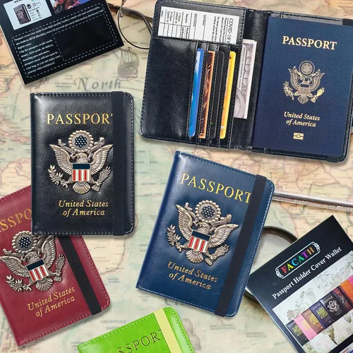 Miniatura 9 de Funda para pasaporte de alta calidad para viajes, con bloqueo RFID, delgada, duradera y apta para viajes, cartera para pasaporte mantiene tus