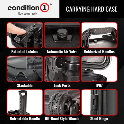 Miniatura 5 de Condition 1 Funda de viaje rígida impermeable de 31 pulgadas XL con ruedas, espuma y asa, de plástico portátil con bloqueo para cámara, electrónica