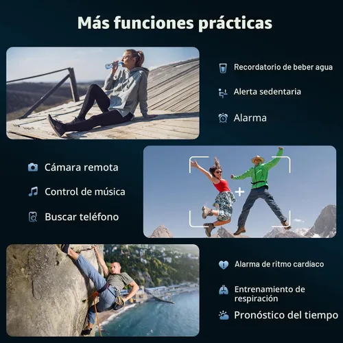 Miniatura 8 de IOWODO Reloj inteligente militar para hombre, batería de 100 días de duración, rastreador de actividad física con linterna LED / brújula, monitor