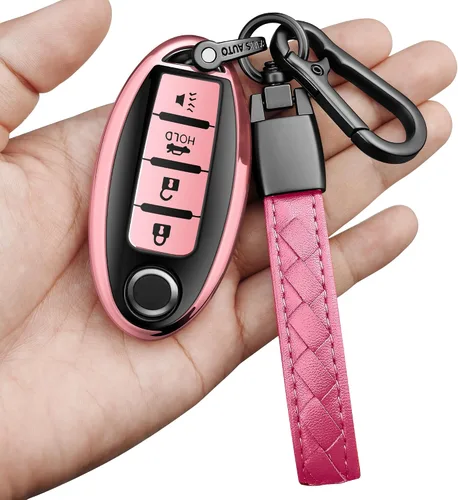 Miniatura 11 de Compatible con Nissan Funda para Llavero con Llavero de Cuero, Funda de Carcasa de Llave de TPU Suave Compatible con Llave Remota Inteligente