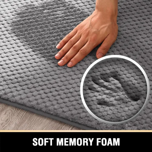 Miniatura 3 de H.VERSAILTEX Juego de alfombras y tapetes de baño, 2 piezas absorbentes de espuma viscoelástica, antideslizantes, suaves y peludas para baño, Gris