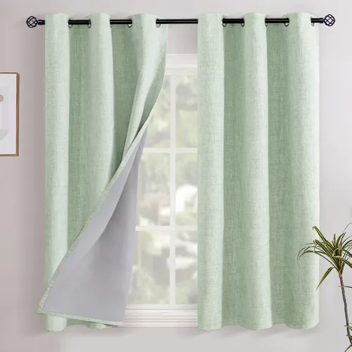 Miniatura 89 de YoungsTex - Cortinas opacas de lino para dormitorio, oscurecimiento de la habitación, cortinas con textura de lino, paneles con aislamiento térmico