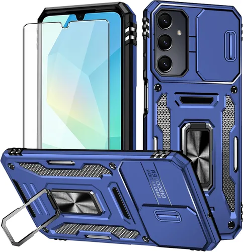 Miniatura 12 de Para Samsung Galaxy A16 5G Funda con Protector de Pantalla y con Cubierta de Cámara, Soporte Giratório de 360° Grado Militar (Resistente) Protector