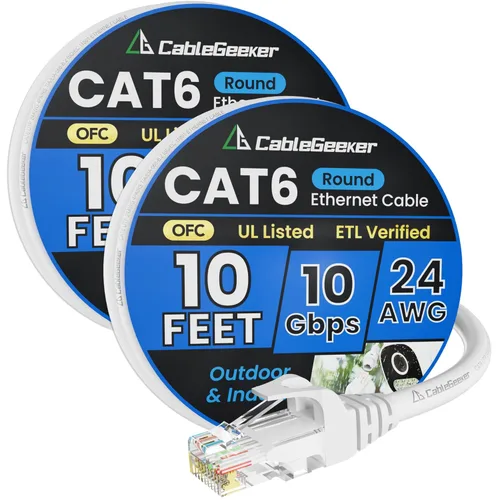 Miniatura 28 de Cable Ethernet Cat 6 de 100 pies, para interiores y exteriores, red de Internet de alta velocidad de 10 Gbps, cable de conexión Ethernet plano