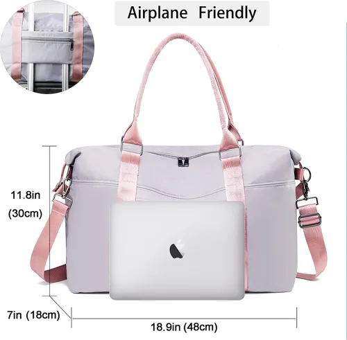 Miniatura 45 de Bolsa de gimnasio con bolsillo húmedo, bolsa de viaje plegable para mujer, bolsa de viaje impermeable para viajes, gimnasio, yoga