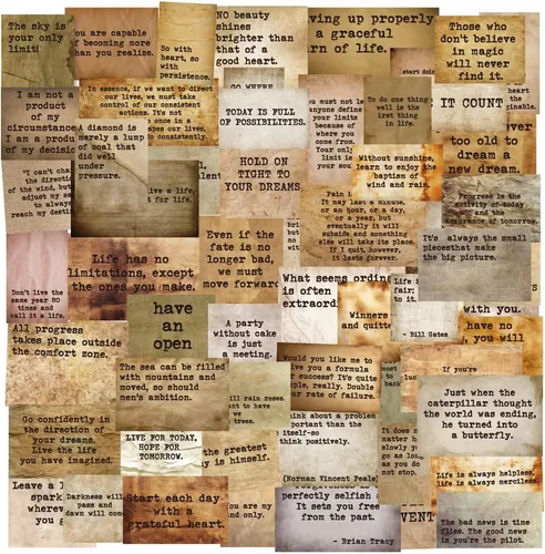 Miniatura 7 de 60 calcomanías motivacionales vintage con citas – estilo máquina de escribir, calcomanías literarias e inspiradoras positivas para álbumes