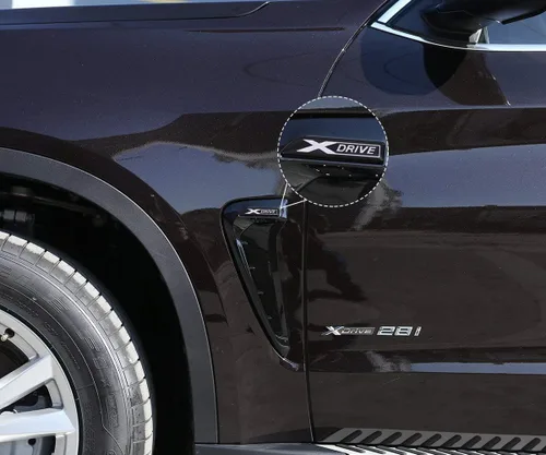 Miniatura 2 de YIWANG Carrocería de coche Fender Side Ventilaciones Laterales Rejilla Orificio 2 piezas para BMW Xdrive Logo Emblem X5 F15 X5M F85 2014-2019 (negro)