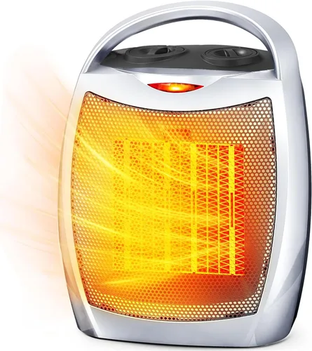 Electactic Calentador de espacio pequeño con termostato, calentador eléctrico portátil de 1500 W para uso en interiores, calentador de seguridad