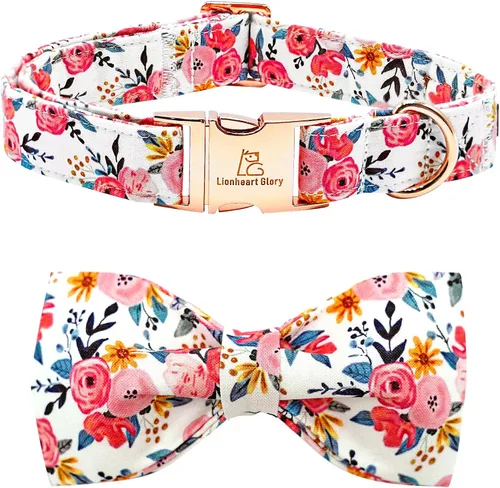 Miniatura 6 de Lionheart glory Collar de lazo para perro para el día de San Valentín, collar de perro para perros grandes, collares de perro con corazones con A