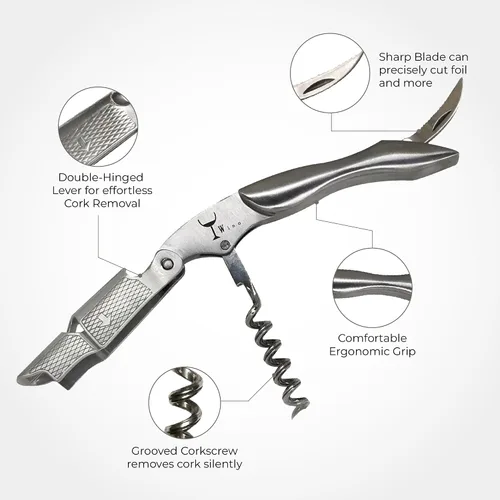 Miniatura 2 de Wino Wine Key! - Abridor de vino sacacorchos de sumiller profesional Acero inoxidable