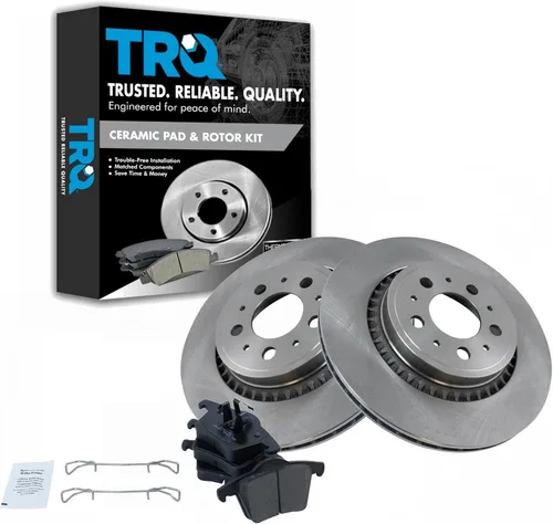 Miniatura 21 de TRQ Kit de rotor de freno trasero y pastillas de cerámica Posi premium compatible con camioneta Chevy GMC