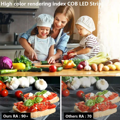 Miniatura 5 de TOPAI Tira de luces LED COB de 24 V, 3000 K, blanco cálido, 16.4 pies, ultra brillante, 400 lm/ft, sin puntos, CRI>92 480LED/M, alta densidad