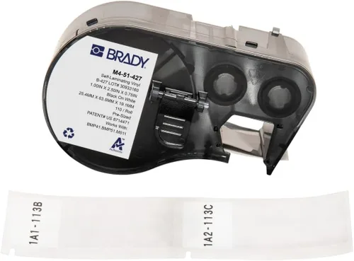 Miniatura 12 de Brady Auténticas etiquetas envolventes de vinilo autolaminables (M4-91-427) de 1.5 pulgadas de alto x 1 pulgada de ancho, negro sobre blanco
