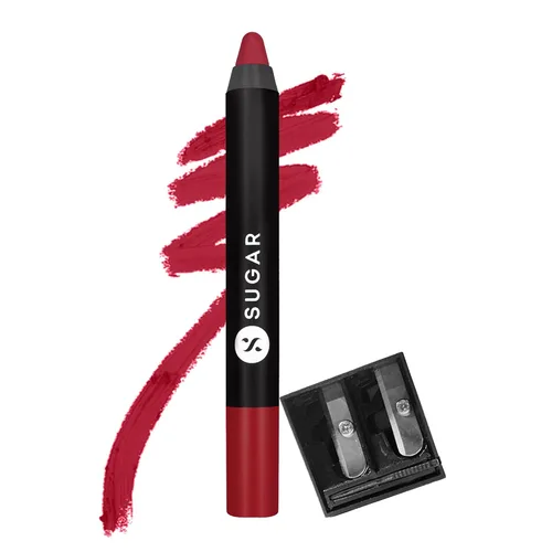 Miniatura 22 de SUGAR Lápiz labial Matte as Hell para mujeres Dura hasta 12 horas Lápiz labial con sacapuntas 2.8gm - 01 Scarlett O'Hara