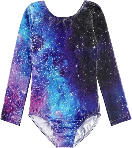 Miniatura 142 de HOZIY - Leotardos de manga larga para niñas, de gimnasia, para niños pequeños, trajes florales de unicornio, galaxia, arco iris, patrón de rayas