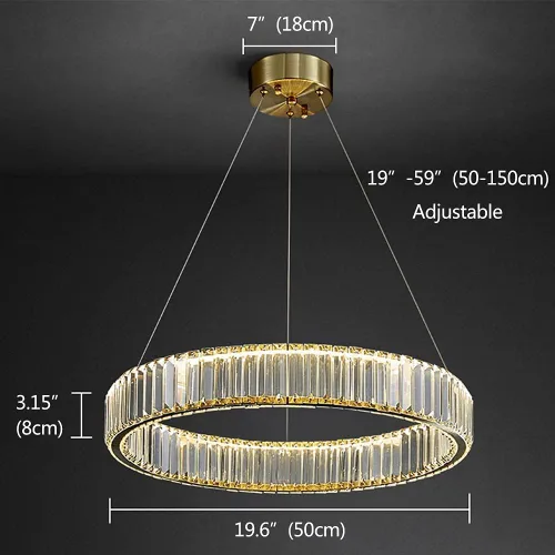Miniatura 3 de Candelabros modernos de cristal con control remoto, 3000-6000 K 20 pulgadas, anillo de oro de 20 pulgadas, lámpara LED regulable de cristal redondos
