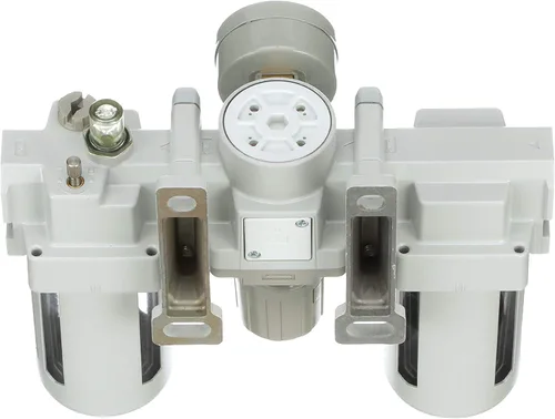 Miniatura 8 de PneumaticPlus SAU400-N04G Filtro de aire comprimido Regulador Lubricador Combo 1/2" NPT - Cuenco de polietileno, drenaje manual, soporte, calibre