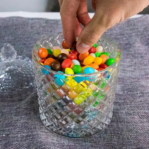 Miniatura 5 de Plato de cristal para dulces con tapa, 1 pieza de 20 onzas, tarro de cristal grande para caramelos, caja de joyería, plato Dappen, tarro de galletas