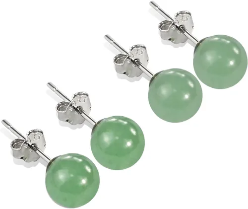 Miniatura 7 de Aretes de Jade con Perno, Aretes de Jade Verde para Mujer, Aretes de Plata de Ley 925 con Perno para Orejas Sensibles, Joyería de Jade para Mujer