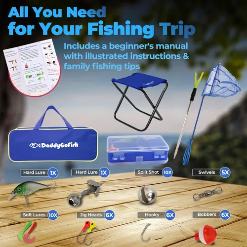 Miniatura 2 de DaddyGoFish Kids Fishing Pole - Rod Reel Combo Tackle Box Starter Set - First Year Small Dock Gear Kit for Boys Girls Toddler Youth Age Beginner