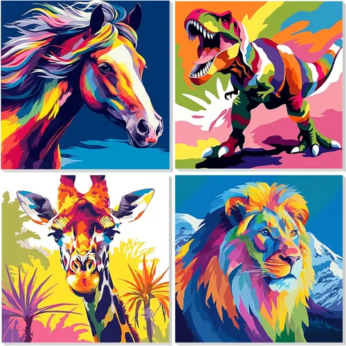 Miniatura 14 de EOBROMD Mrine Life - Paquete de 4 kits de pintura enmarcada por números para niños, kits de bricolaje para niños de 4 a 8 a 12 años, pintura sobre