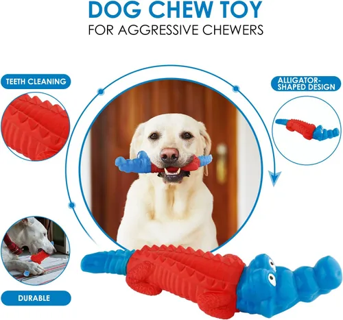 Miniatura 4 de petizer Juguetes masticables para perros que no chirrian para masticadores agresivos, juguete resistente de nailon y goma para perros con sabor a
