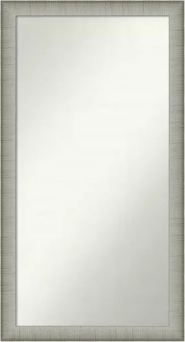 Miniatura 200 de Amanti Art Espejo de baño plateado para sobre fregadero, 25 x 25 pulgadas, espejo de tocador cuadrado estrecho de níquel cepillado, marco de madera