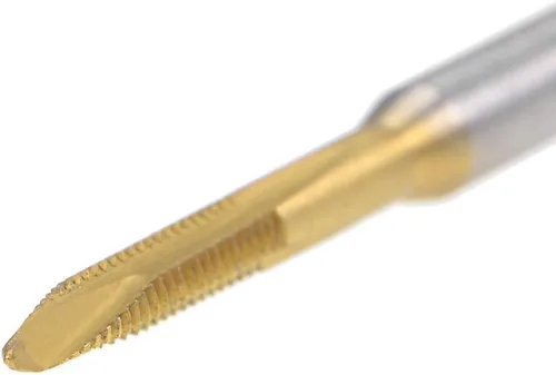 Miniatura 5 de uxcell Tapón de rosca de punta en espiral M2 x 0.4 rosca, roscas de tierra H2 3 flautas, acero de alta velocidad HSS 6542, recubierto de titanio