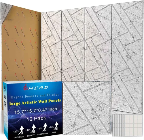 Miniatura 36 de BSHEAD 10 piezas de paneles acústicos de microfibra de 165dtex, paneles de pared insonorizantes autoadhesivos, paneles de espuma de 12 x 12 x 0.4